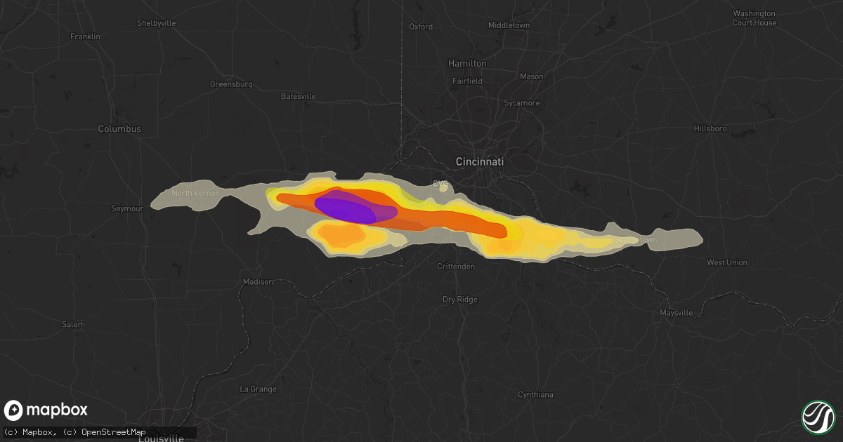 Hail map in Union, KY on October 19, 2016