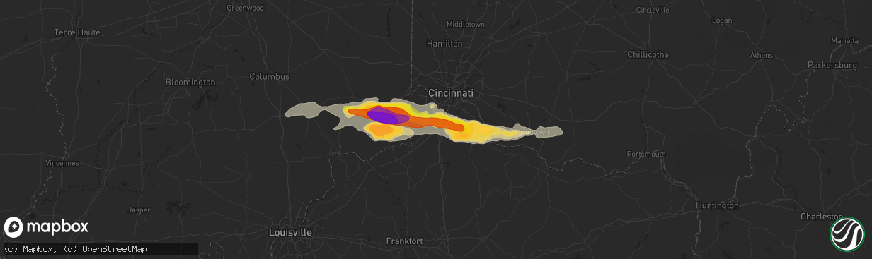 Hail map in Walton, KY on October 19, 2016