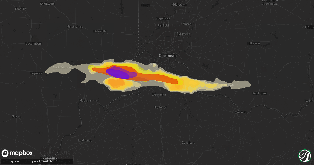 Hail map in Walton, KY on October 19, 2016