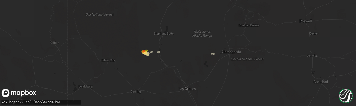 Hail map in Hillsboro, NM on October 19, 2017