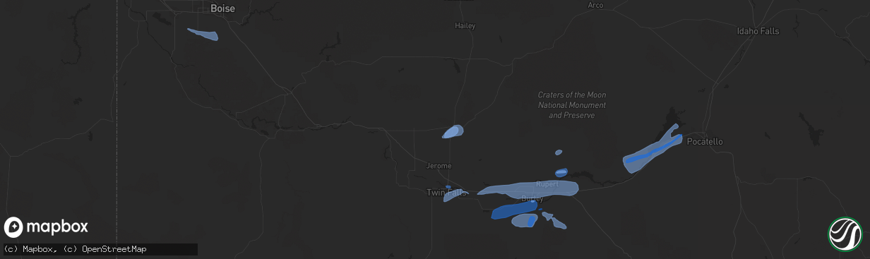 Hail map in American Falls, ID on October 19, 2019