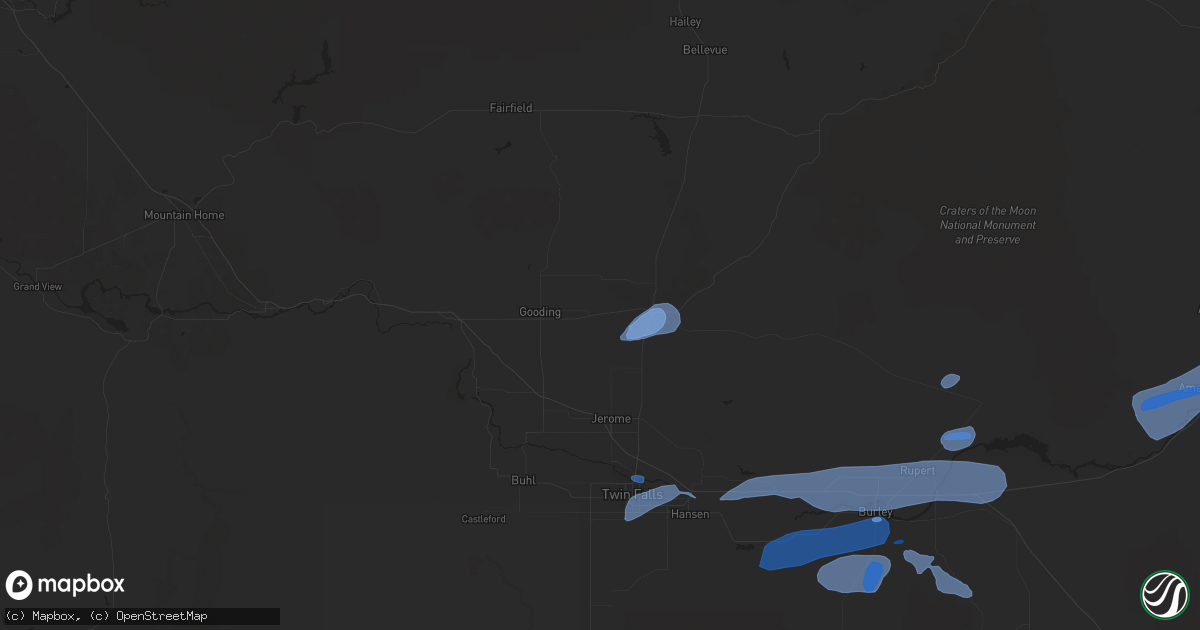 Hail map in Paul, ID on October 19, 2019