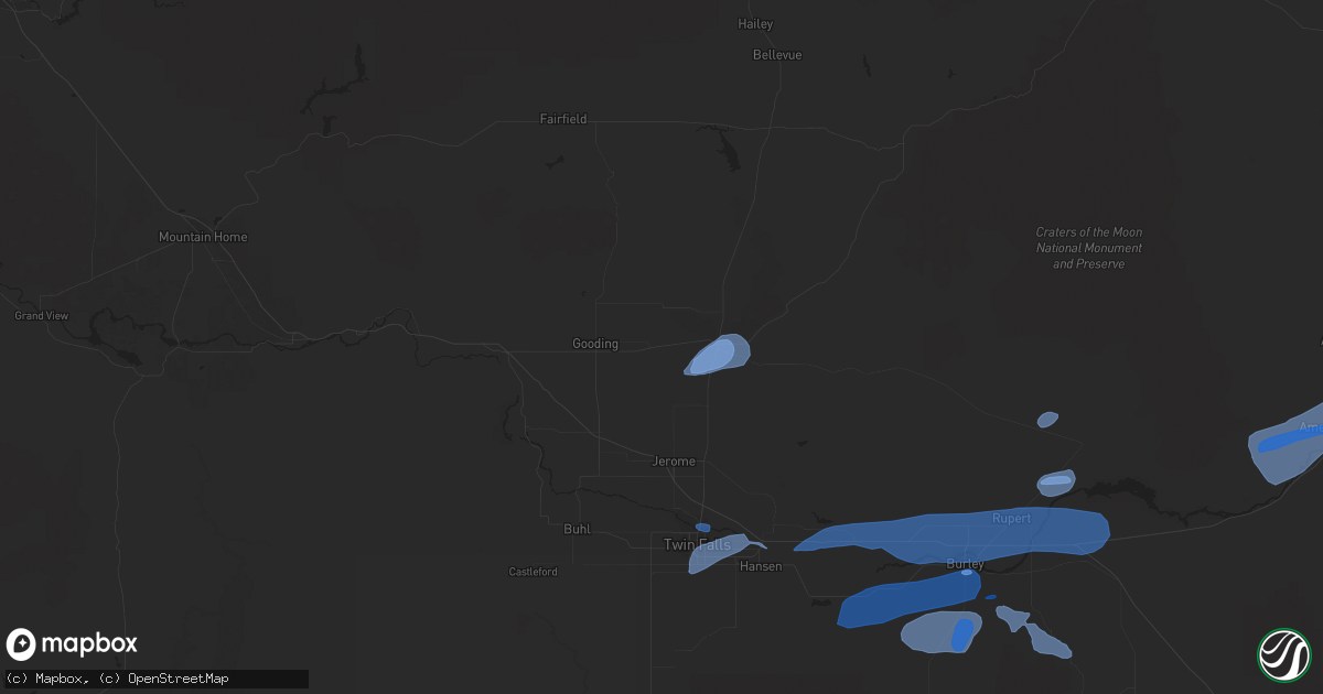 Hail map in Rupert, ID on October 19, 2019