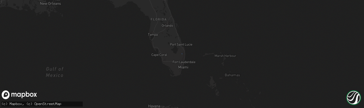Hail map in Florida on October 19, 2020