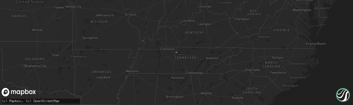 Hail map in Tennessee on October 19, 2023
