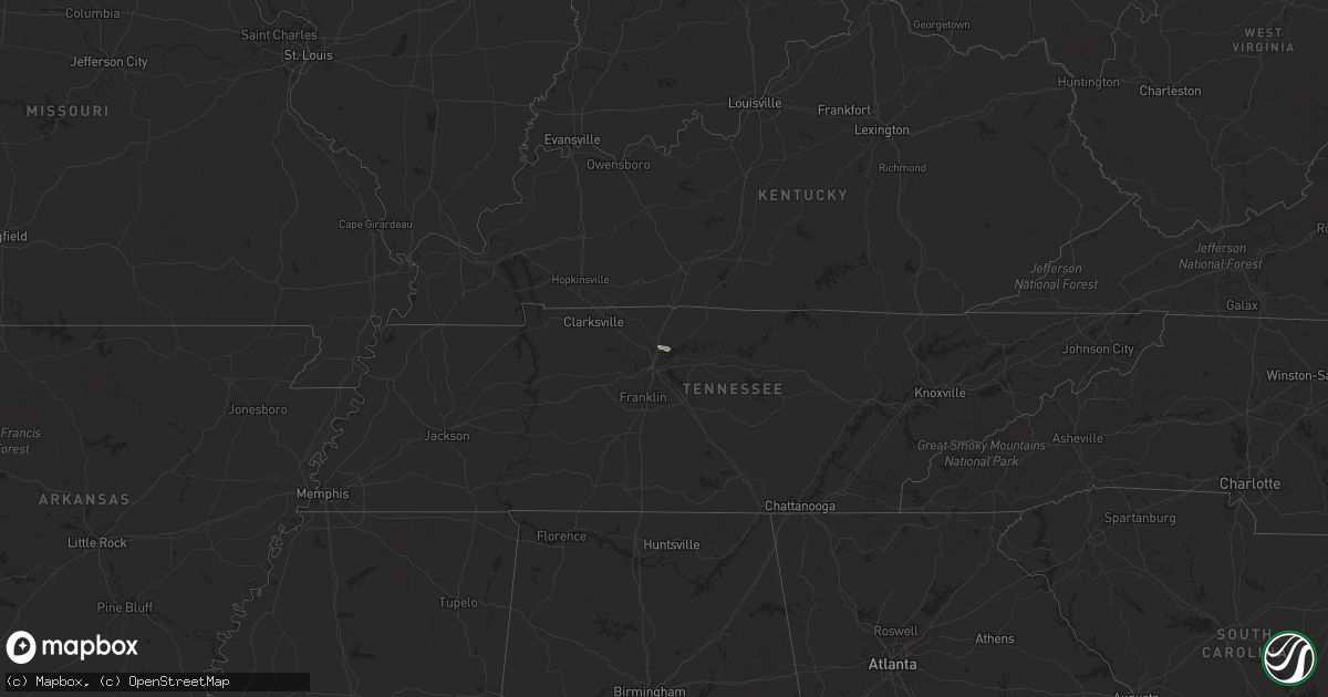 Hail map in Tennessee on October 19, 2023