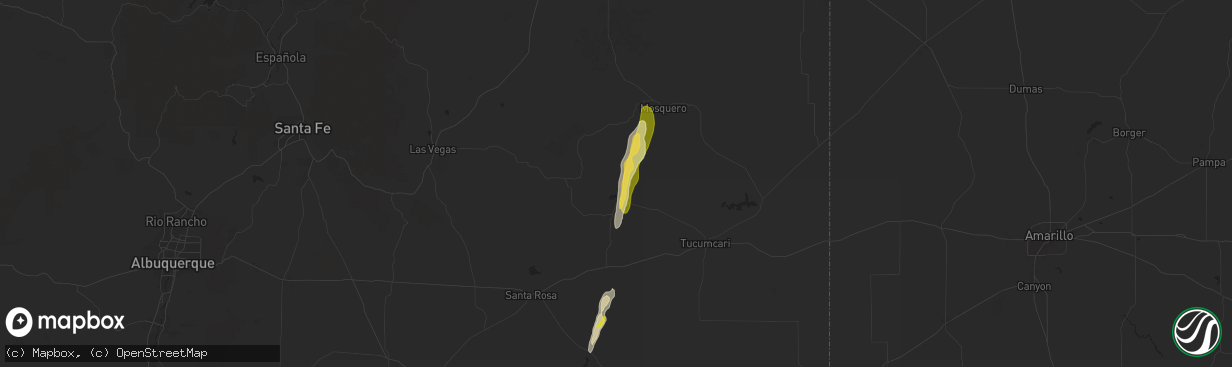 Hail map in Conchas Dam, NM on October 19, 2024