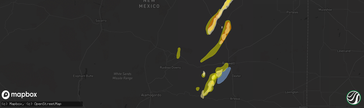 Hail map in Lincoln, NM on October 19, 2024