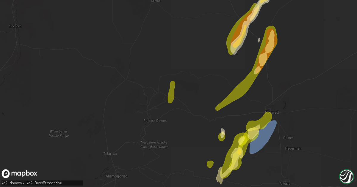 Hail map in Lincoln, NM on October 19, 2024