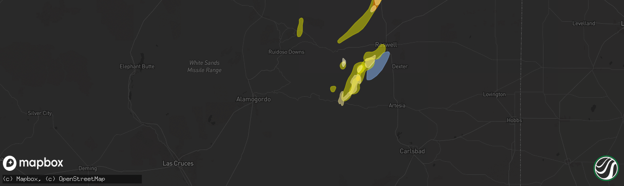 Hail map in Mayhill, NM on October 19, 2024