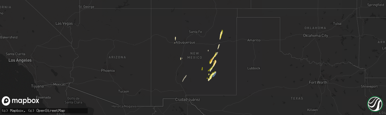 Hail map in New Mexico on October 19, 2024