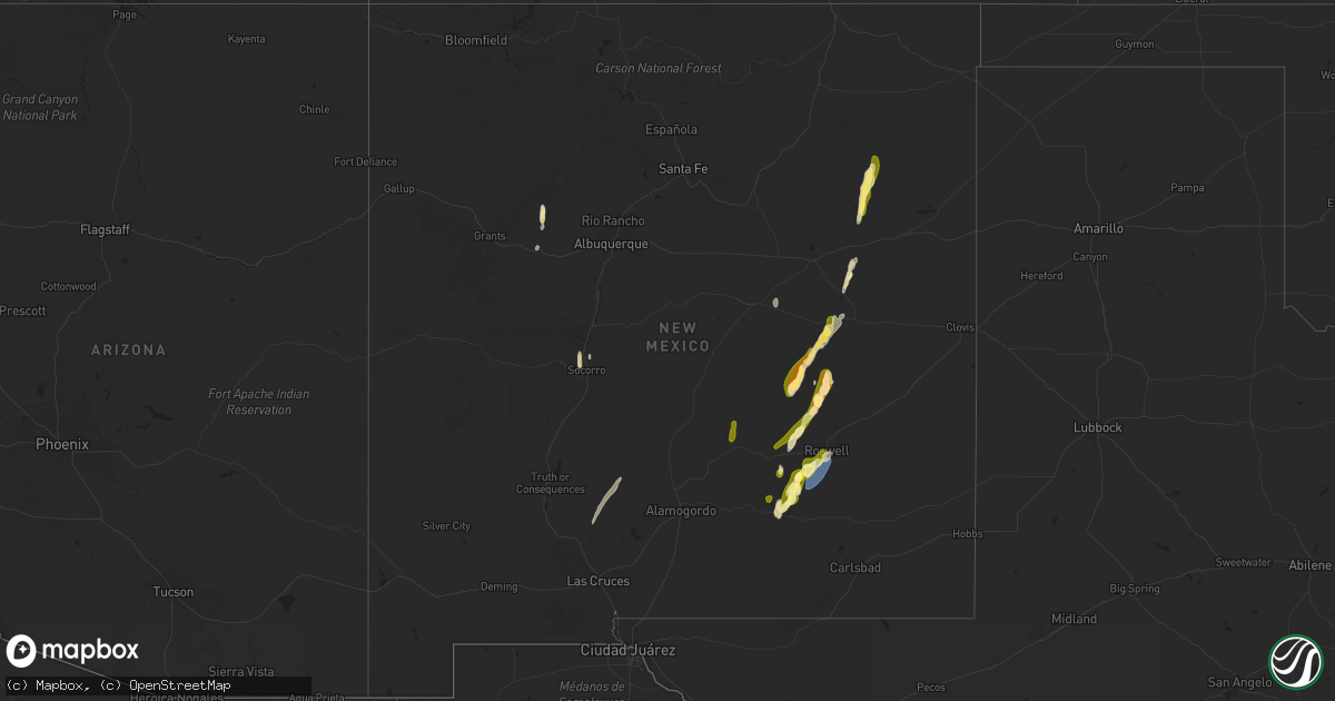 Hail map in New Mexico on October 19, 2024