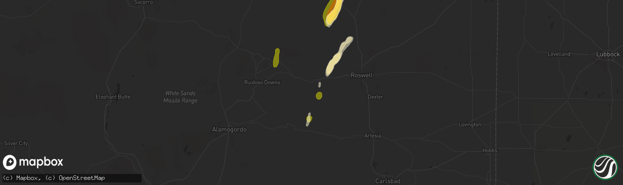 Hail map in Picacho, NM on October 19, 2024