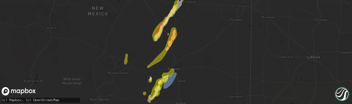 Hail map in Roswell, NM on October 19, 2024