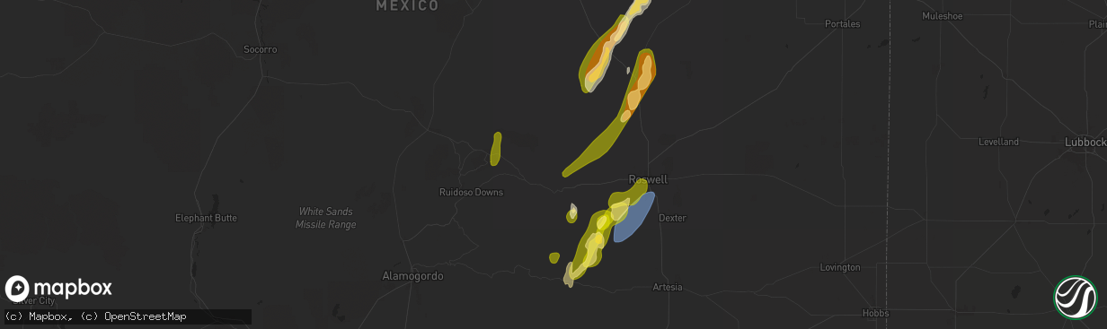 Hail map in Tinnie, NM on October 19, 2024