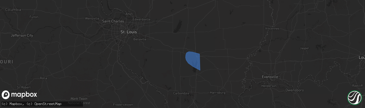 Hail map in Ashley, IL on October 19, 2025