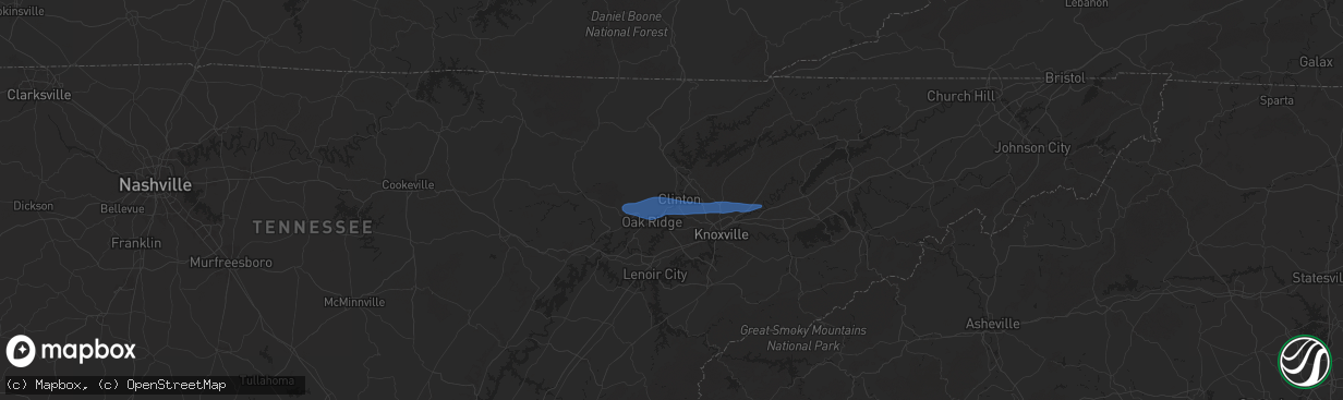 Hail map in Clinton, TN on October 19, 2025