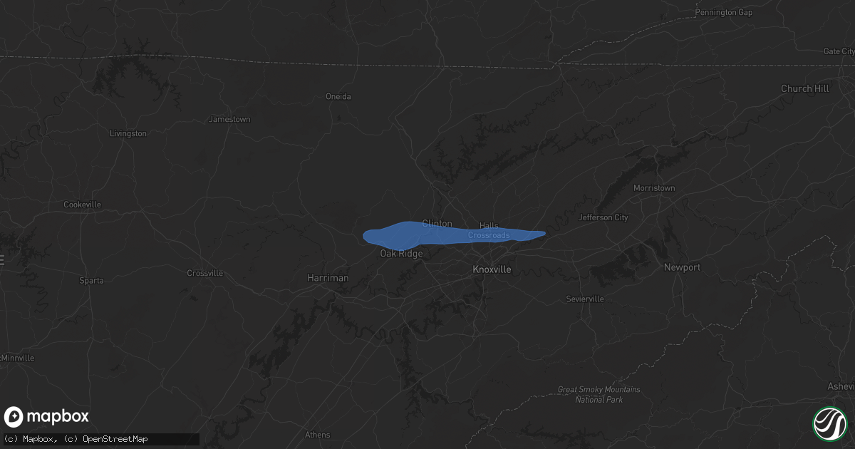 Hail map in Clinton, TN on October 19, 2025