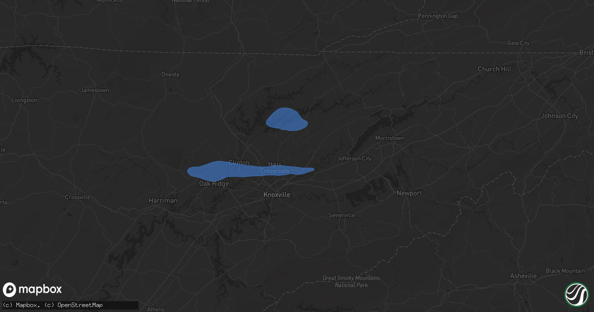 Hail map in Corryton, TN on October 19, 2025