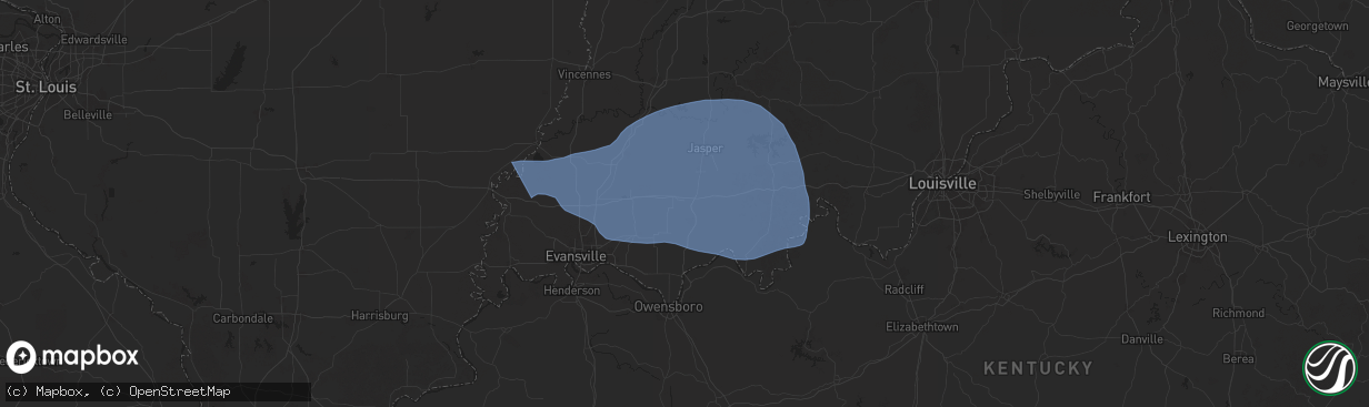 Hail map in Dale, IN on October 19, 2025