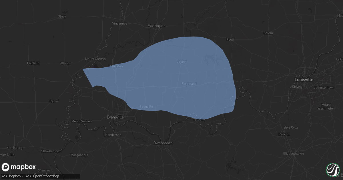 Hail map in Dale, IN on October 19, 2025
