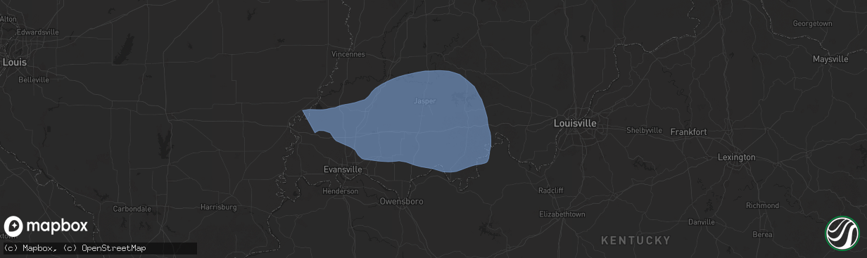 Hail map in Ferdinand, IN on October 19, 2025