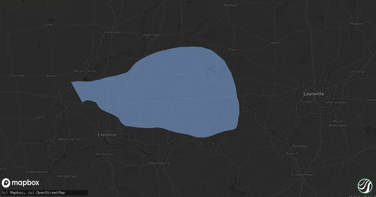 Hail map in Ferdinand, IN on October 19, 2025