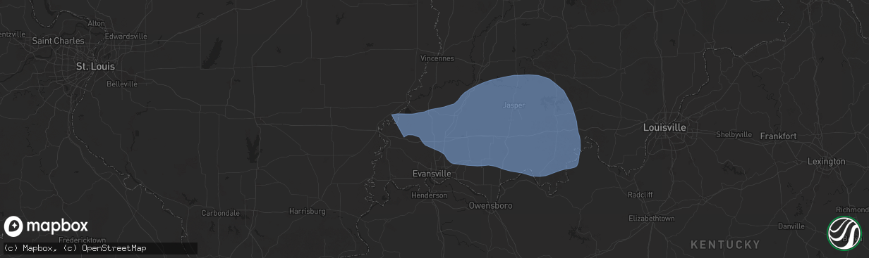 Hail map in Fort Branch, IN on October 19, 2025
