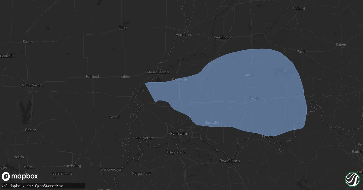 Hail map in Fort Branch, IN on October 19, 2025