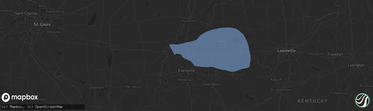 Hail map in Haubstadt, IN on October 19, 2025