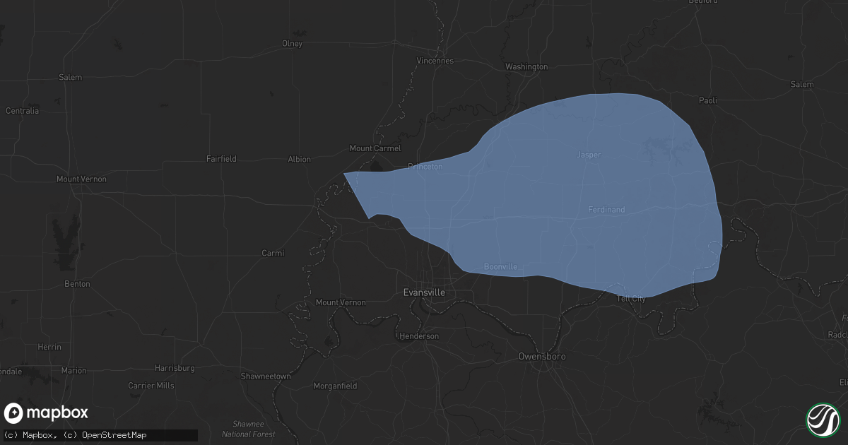 Hail map in Haubstadt, IN on October 19, 2025