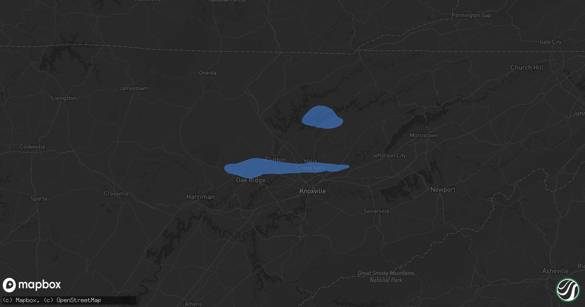 Hail map in Heiskell, TN on October 19, 2025