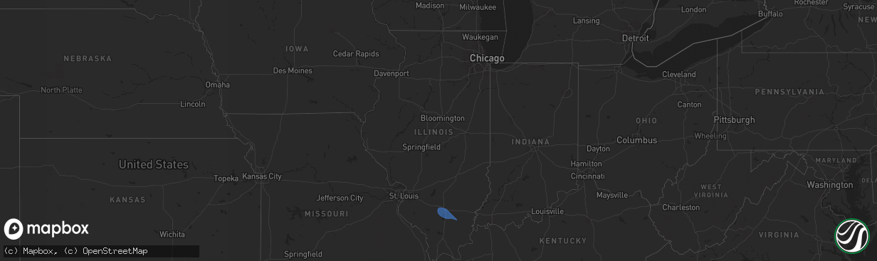 Hail map in Illinois on October 19, 2025
