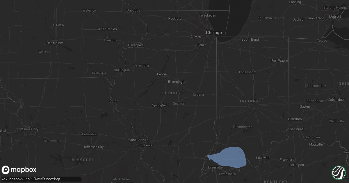 Hail map in Illinois on October 19, 2025