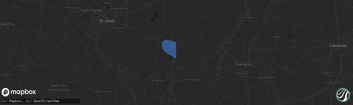 Hail map in Ina, IL on October 19, 2025