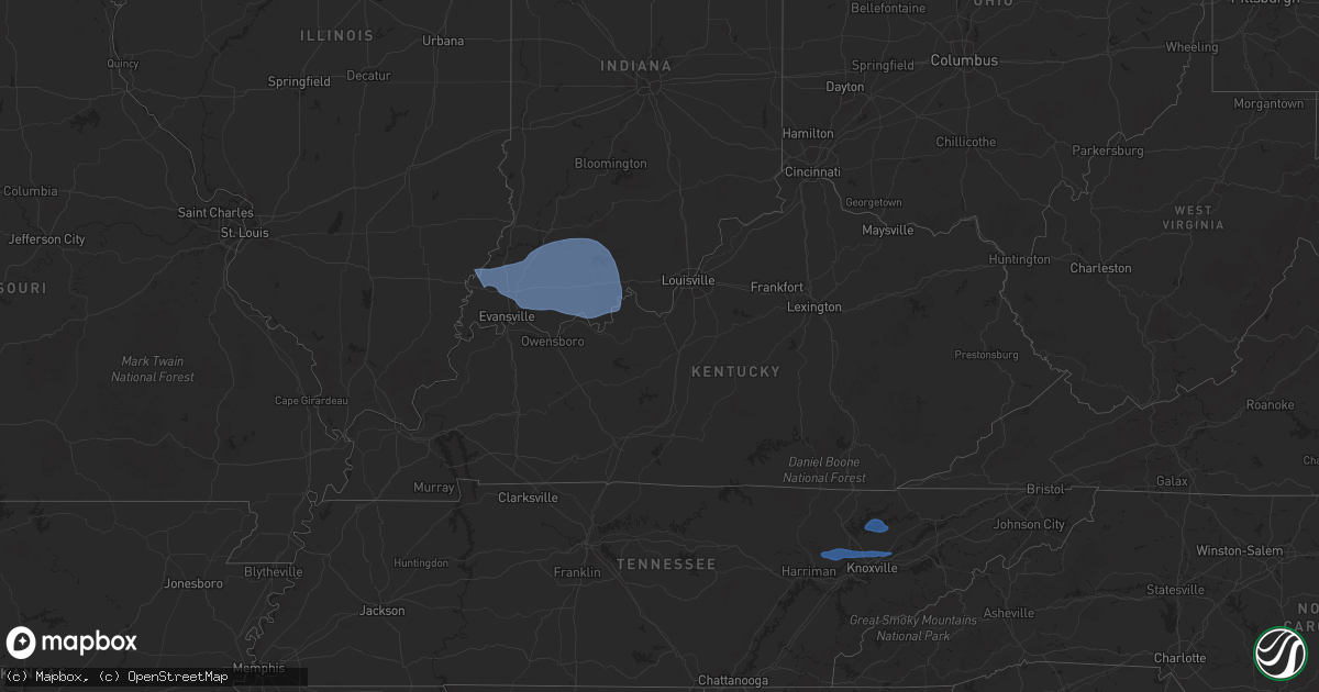 Hail map in Kentucky on October 19, 2025
