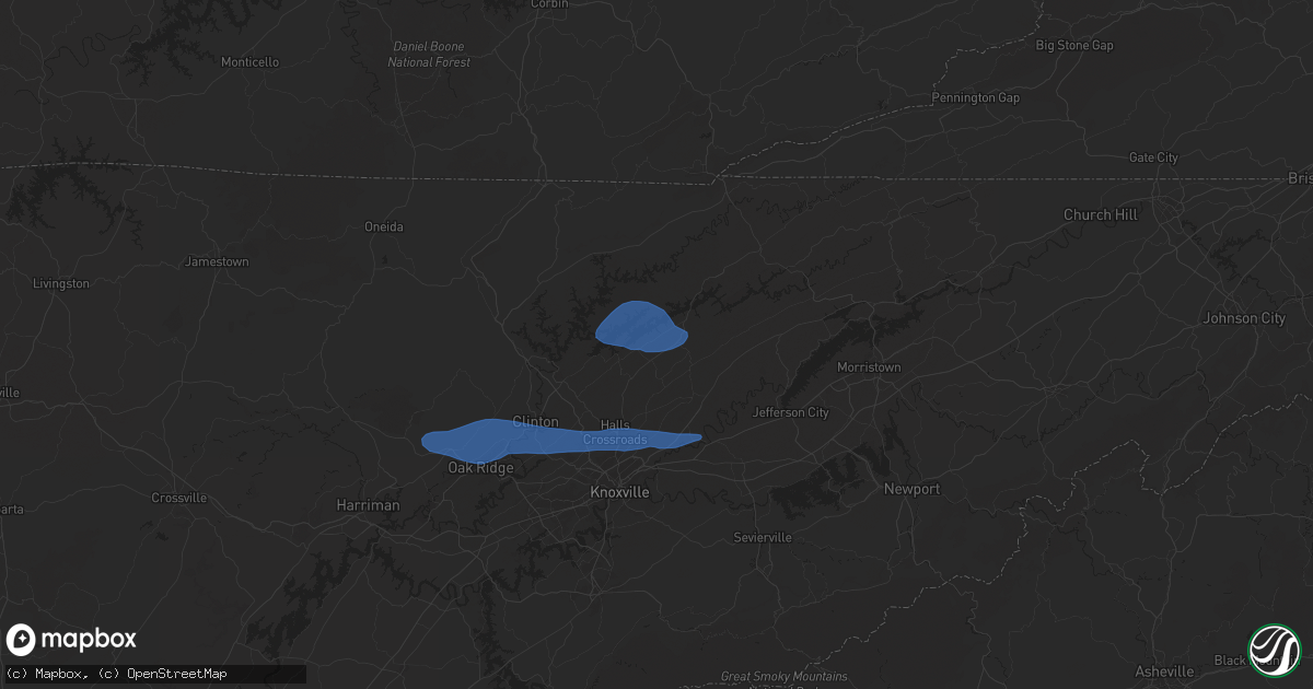 Hail map in Maynardville, TN on October 19, 2025
