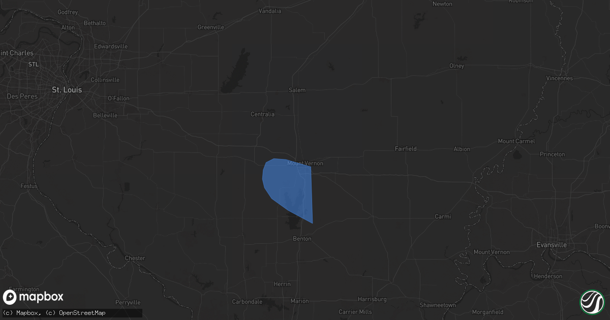Hail map in Mount Vernon, IL on October 19, 2025