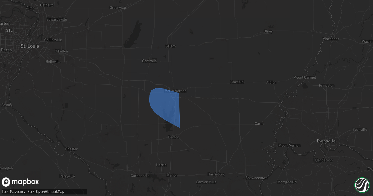 Hail map in Opdyke, IL on October 19, 2025
