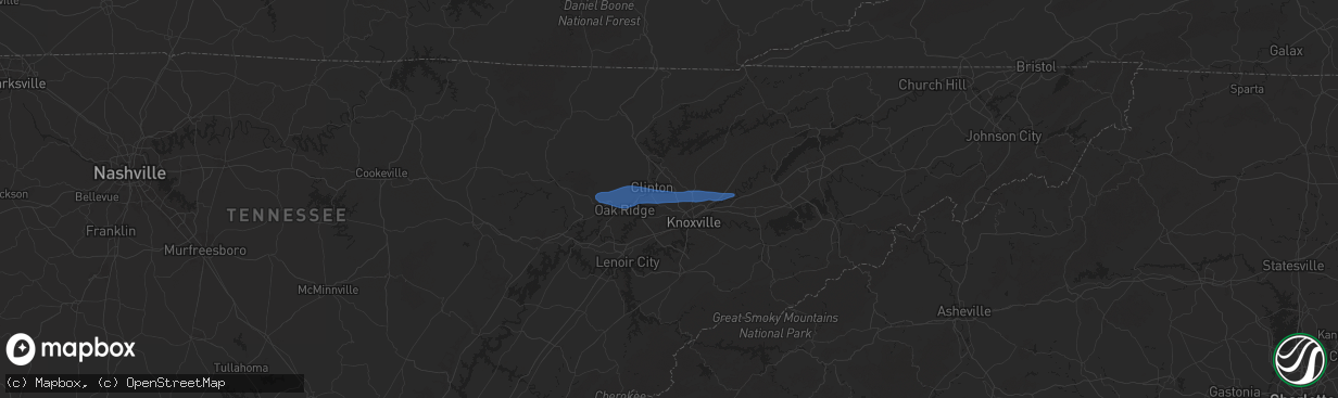 Hail map in Powell, TN on October 19, 2025