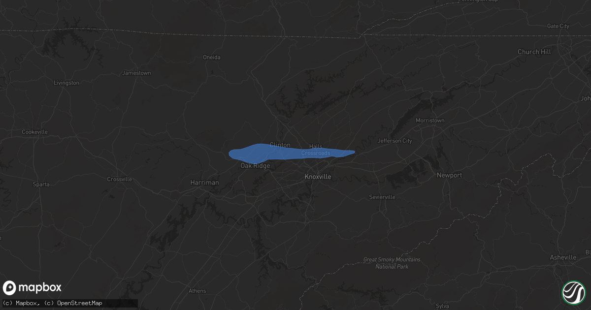 Hail map in Powell, TN on October 19, 2025