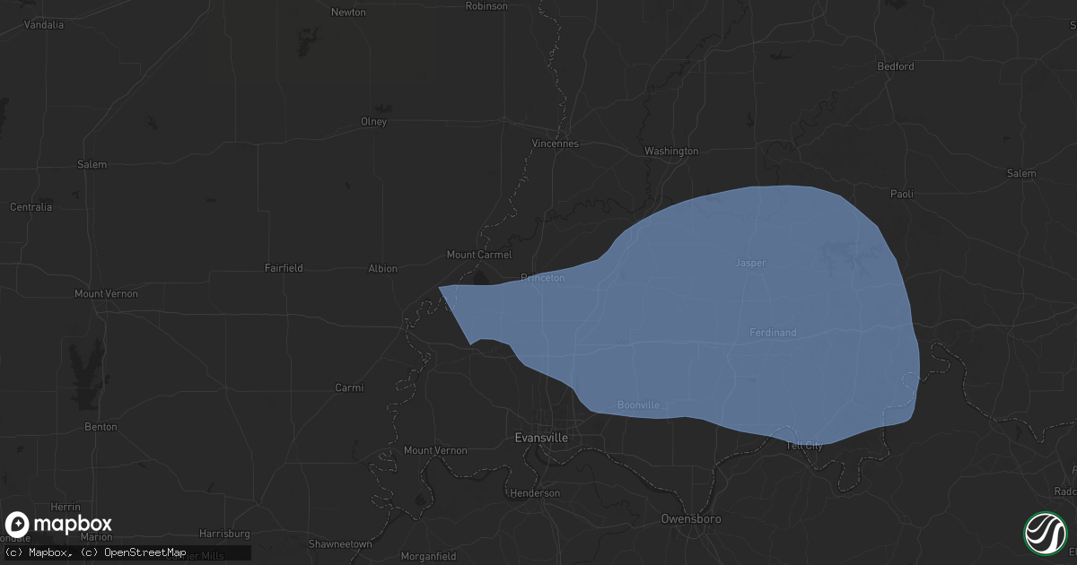 Hail map in Princeton, IN on October 19, 2025