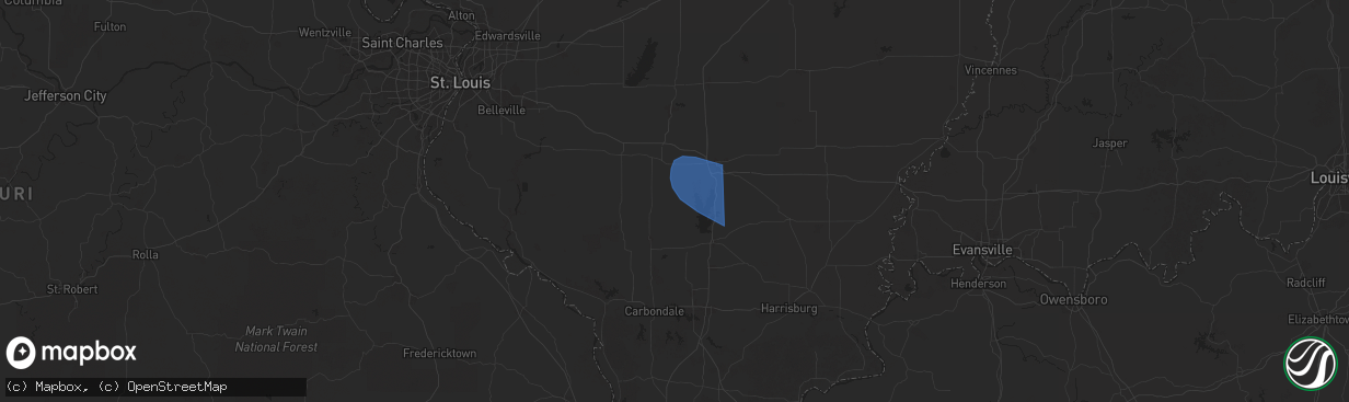 Hail map in Scheller, IL on October 19, 2025