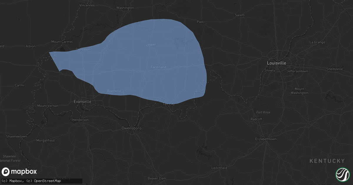 Hail map in Tell City, IN on October 19, 2025