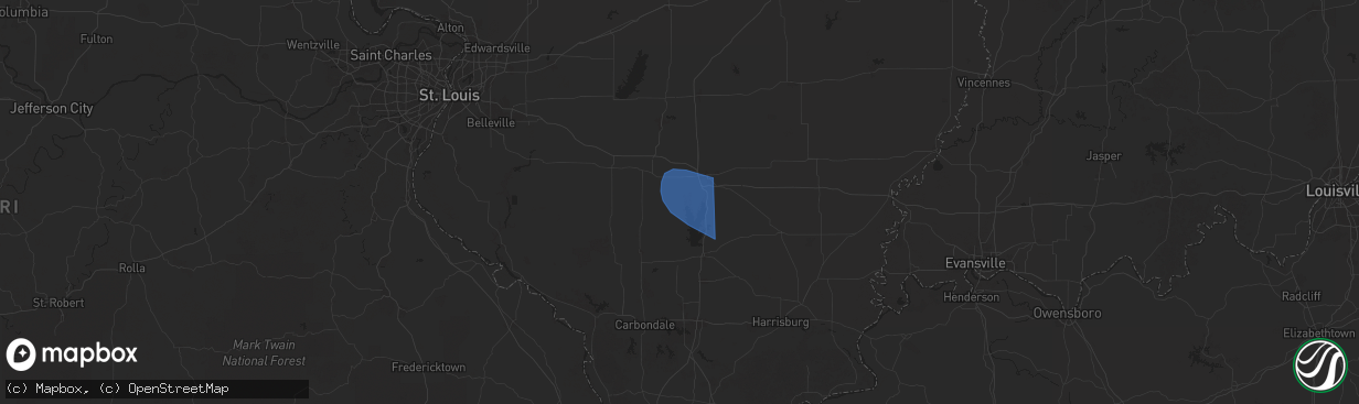 Hail map in Waltonville, IL on October 19, 2025