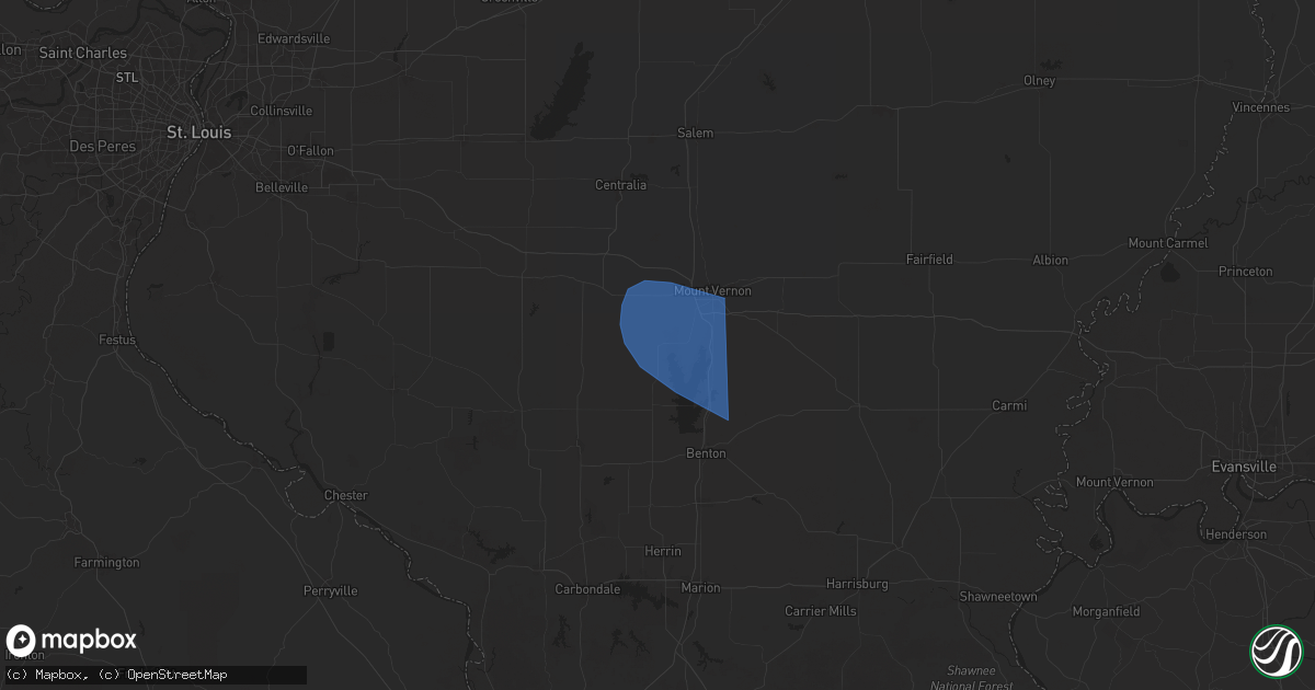 Hail map in Waltonville, IL on October 19, 2025