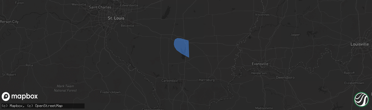 Hail map in Whittington, IL on October 19, 2025