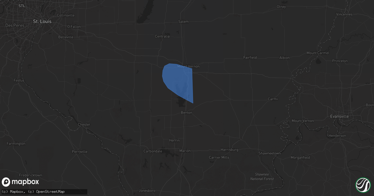 Hail map in Whittington, IL on October 19, 2025
