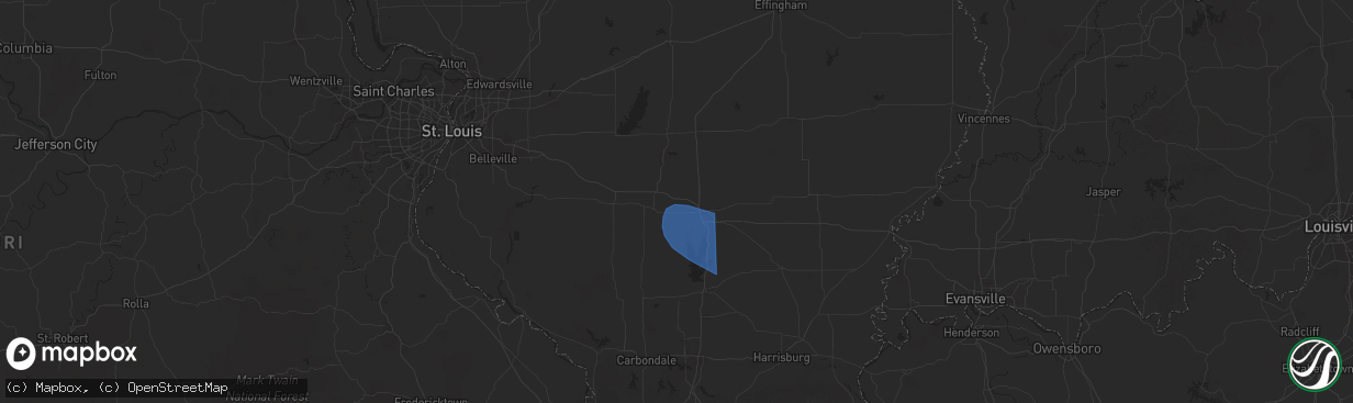 Hail map in Woodlawn, IL on October 19, 2025