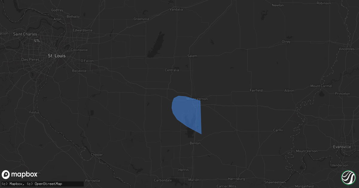 Hail map in Woodlawn, IL on October 19, 2025